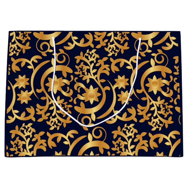 Bolsa De Regalo Grande Elegant gold and dark navy (Anverso)