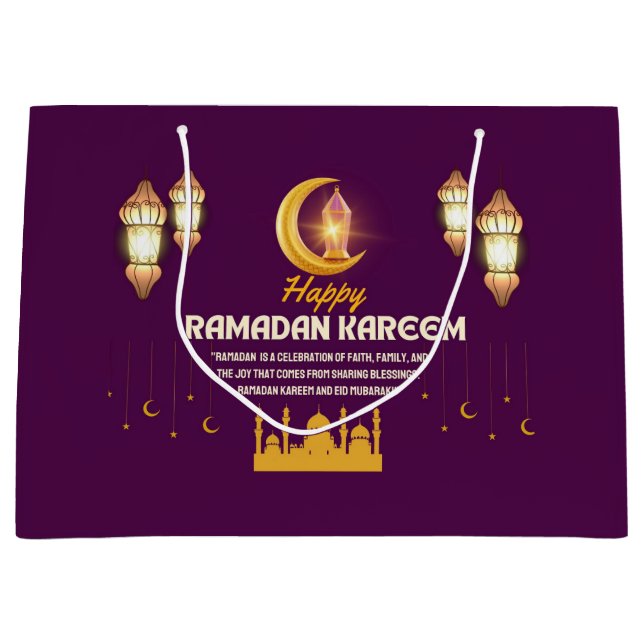 Bolsa De Regalo Grande Elegant Gold Crescent Ramadan Mubarak Greeting (Anverso)