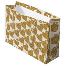 Bolsa De Regalo Grande Elegant Gold Glitter Heart Wrapping Paper