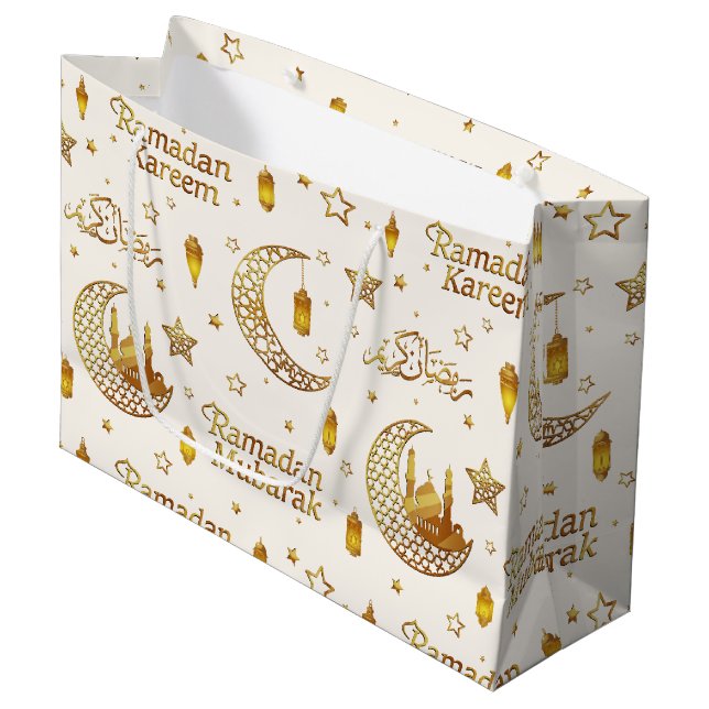 Bolsa De Regalo Grande Elegant Gold Seamless Ramadan Greeting Arabic (Angulo Anverso)