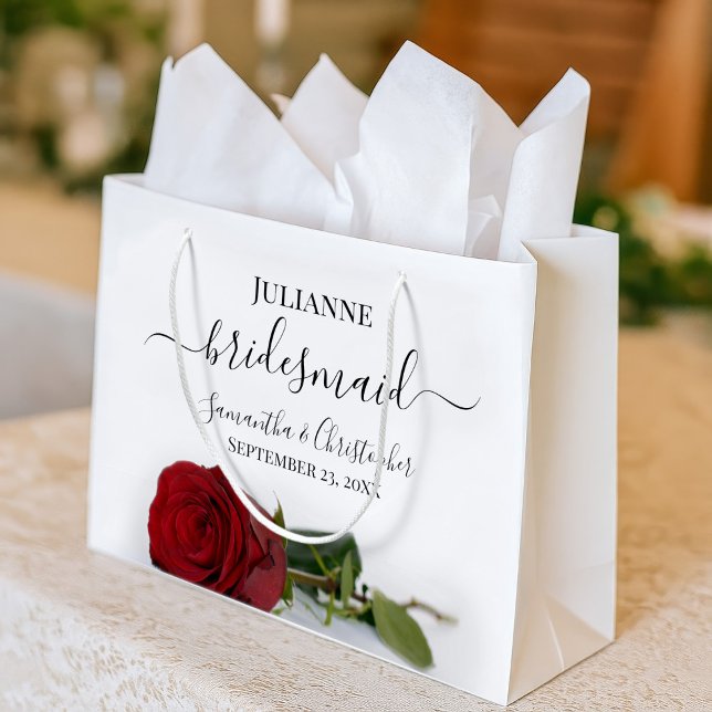 Bolsa De Regalo Grande Elegant Long Stemmed Red Rose Bridesmaid Wedding (Subido por el creador)