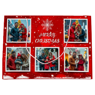 Bolsa De Regalo Grande Elegant Modern Christmas Family Photo Design