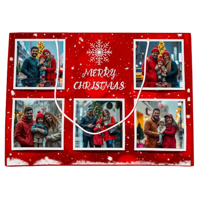 Bolsa De Regalo Grande Elegant Modern Christmas Family Photo Design (Anverso)