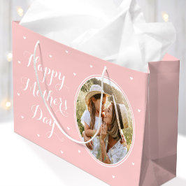 Bolsa De Regalo Grande Elegant Mother's Day Custom Photos Pink White