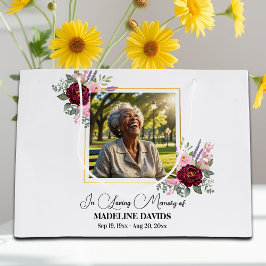 Bolsa De Regalo Grande Elegant Peonies Photo Funeral Keepsake