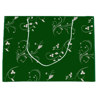 Bolsa De Regalo Grande Elegant Pink Floral Swirl 