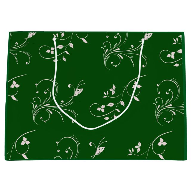 Bolsa De Regalo Grande Elegant Pink Floral Swirl  (Anverso)