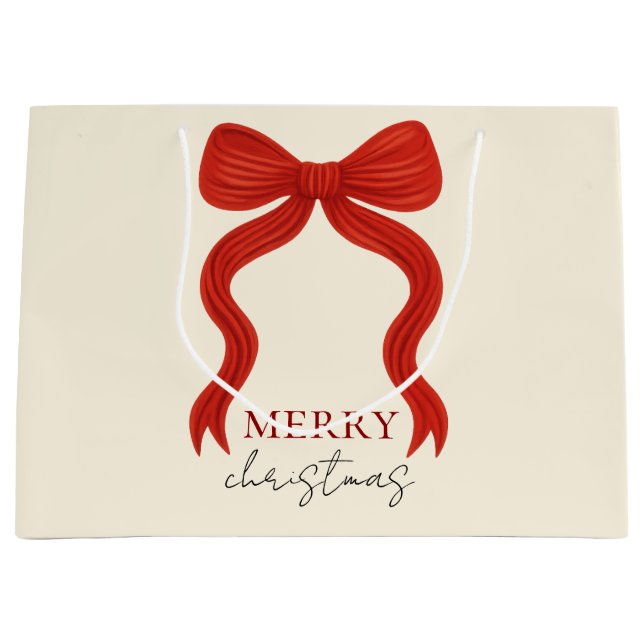 Bolsa De Regalo Grande Elegant Red Bow Christmas Party -  (Anverso)