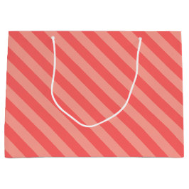 Bolsa De Regalo Grande Elegant Strawberry Pink Striped Pattern