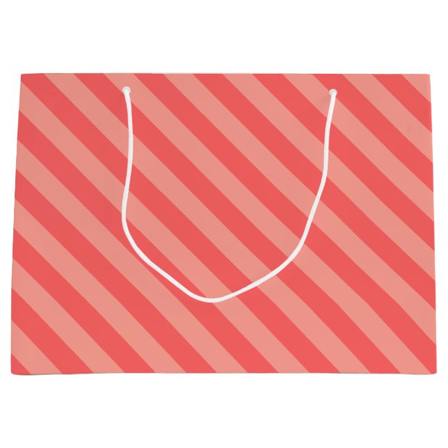 Bolsa De Regalo Grande Elegant Strawberry Pink Striped Pattern (Anverso)