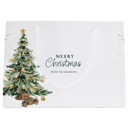 Bolsa De Regalo Grande Elegant Watercolor Tree Stars Christmas Party 