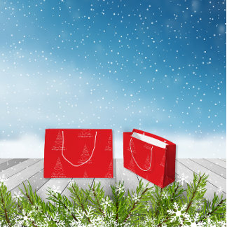 Bolsa De Regalo Grande Elegant White Christmas Tree Red