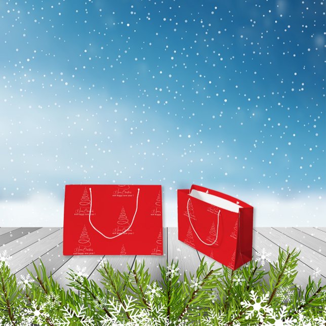 Bolsa De Regalo Grande Elegant White Christmas Tree Red  (Subido por el creador)