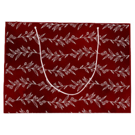 Bolsa De Regalo Grande Elegant White Floral Berry Vine Christmas Gift Bag