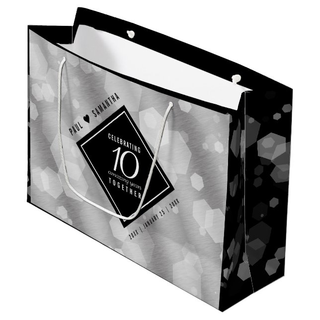 Bolsa De Regalo Grande Elegante 10° Aniversario Boda L (Angulo Anverso)