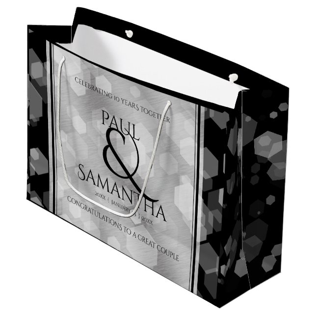 Bolsa De Regalo Grande Elegante 10° Aniversario del Boda Tin (Angulo Anverso)