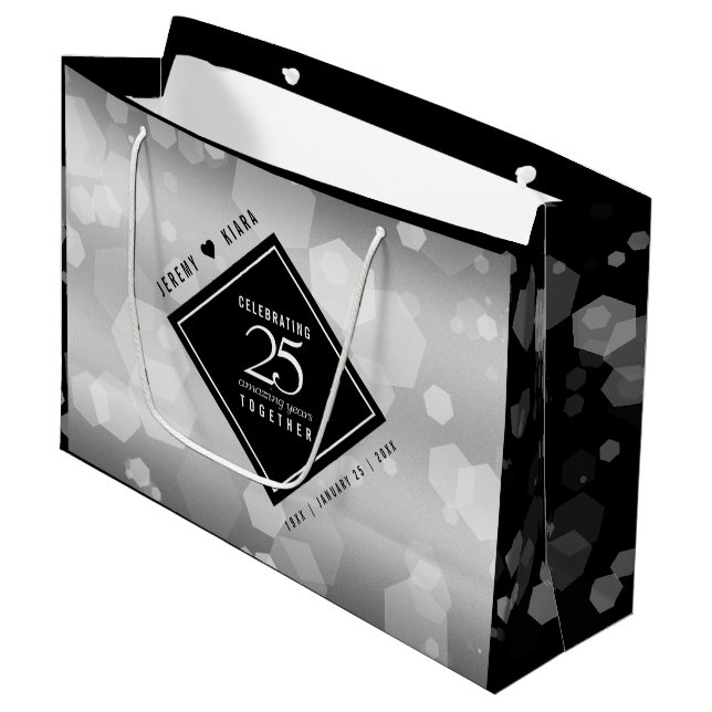 Bolsa De Regalo Grande Elegante 25° aniversario Boda de Plata (Angulo Anverso)