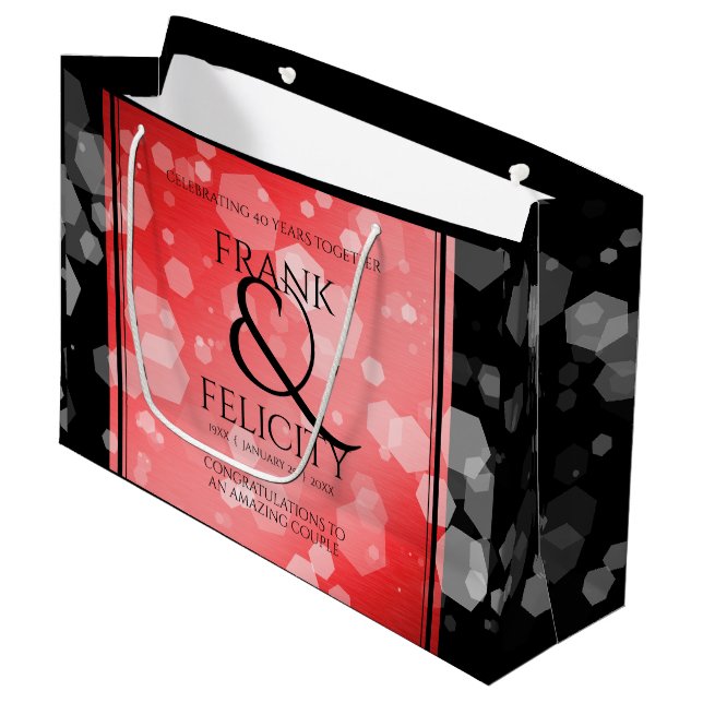Bolsa De Regalo Grande Elegante 40.º 80° Aniversario del Boda de Ruby (Angulo Anverso)