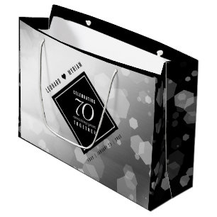 Bolsa De Regalo Grande Elegante 70° Aniversario del Boda Platino