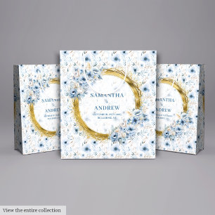 Bolsa De Regalo Grande Elegante acuarela Boho Dusty Blue Gold Boda