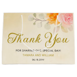 Bolsa De Regalo Grande Elegante acuarela Floral Boda Gold Gracias