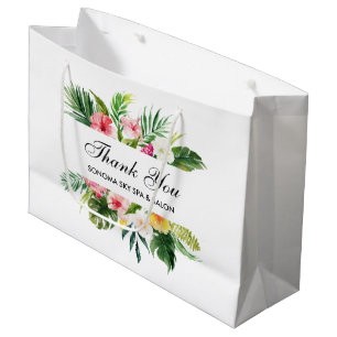 Bolsa De Regalo Grande Elegante acuarela tropical floral gracias
