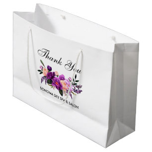 Bolsa De Regalo Grande Elegante acuarela violeta púrpura Floral Gracias