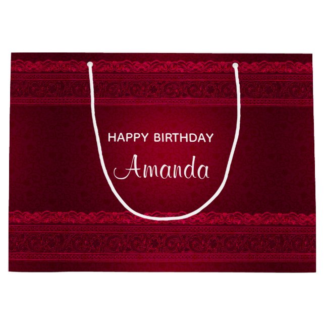 Bolsa De Regalo Grande Elegante Antecedentes Rojos Elegante Cumpleaños (Anverso)