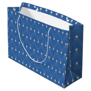 Bolsa De Regalo Grande Elegante árbol de Navidad azul y blanco