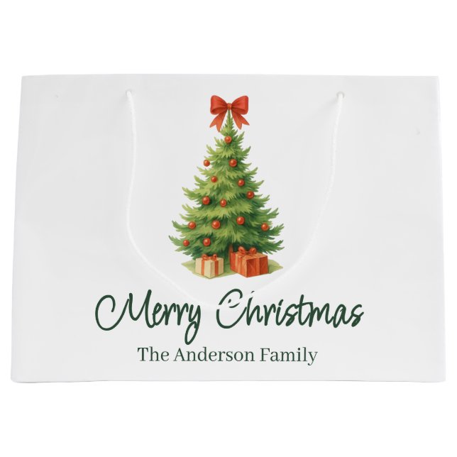Bolsa De Regalo Grande Elegante árbol de Navidad con arcos y presencias r (Anverso)