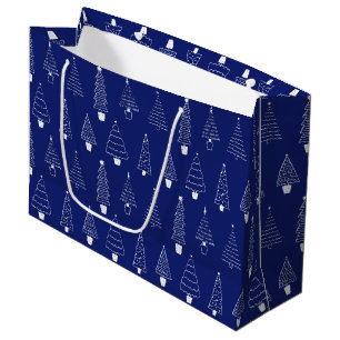 Bolsa De Regalo Grande Elegante árbol de pino de Navidades blancos azules