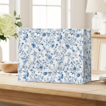 Elegante azul y blanco floral Toile Botánico