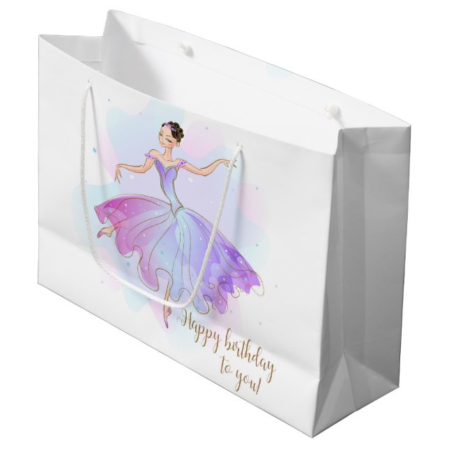 Bolsa De Regalo Grande Elegante Ballerina Birthday Wings | Cumpleaños (Angulo Anverso)