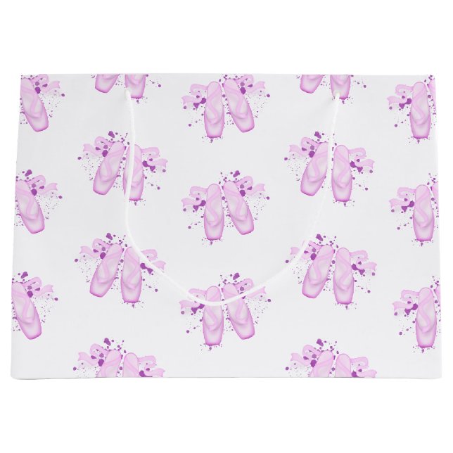 Bolsa De Regalo Grande Elegante ballet rosa cumpleaños zapatillas Pointe (Anverso)