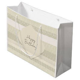 Bolsa De Regalo Grande Elegante Beige Rosado Patrón Geométrico