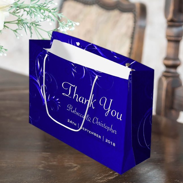 Bolsa De Regalo Grande Elegante Boda Azul Real Gracias (Subido por el creador)