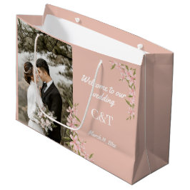 Bolsa De Regalo Grande Elegante Boda bohemio blanco y marrón