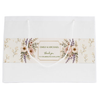 Bolsa De Regalo Grande Elegante boda de flores silvestres