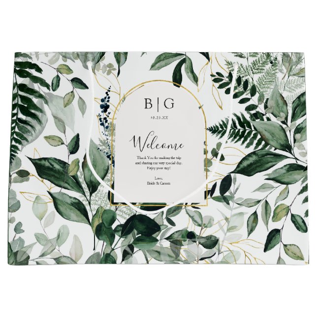 Bolsa De Regalo Grande Elegante boda de la vegetación botánica (Anverso)