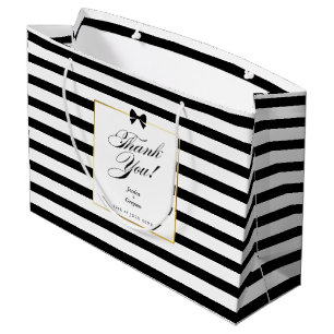 Bolsa De Regalo Grande Elegante Boda de marco dorado de franja blanca neg