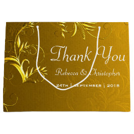 Bolsa De Regalo Grande Elegante Boda de Oro Gracias