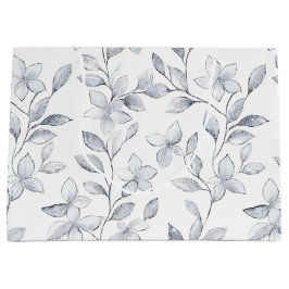 Bolsa De Regalo Grande Elegante Boda Floral Blanca Plateada