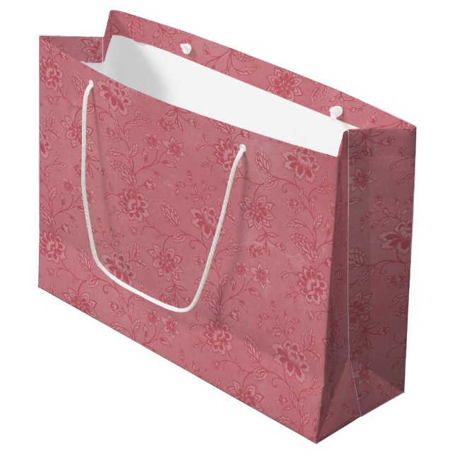 Bolsa De Regalo Grande Elegante Boda Floral Rojo (Angulo Anverso)
