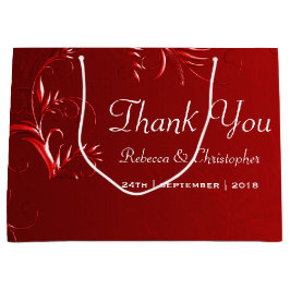 Bolsa De Regalo Grande Elegante Boda Rojo Gracias