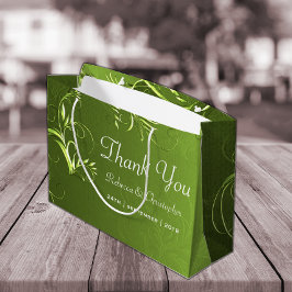 Bolsa De Regalo Grande Elegante Boda Verde Gracias