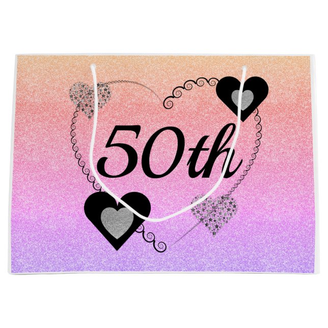 Bolsa De Regalo Grande Elegante bolso especial de regalo de cumpleaños 50 (Anverso)