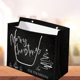Bolsa De Regalo Grande Elegante Chalkboard de moda Feliz Navidad