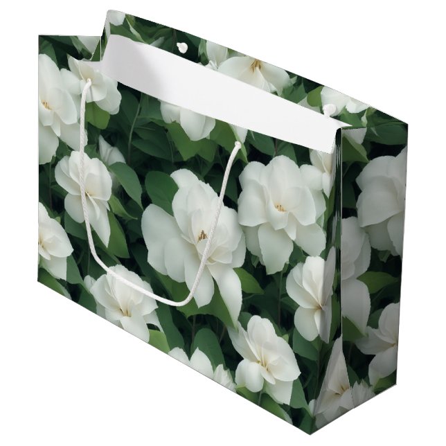 Bolsa De Regalo Grande Elegante clásico verde botánico floral (Angulo Anverso)