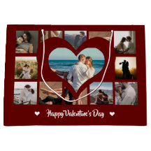 Elegante Collage de fotos feliz Valentine XO rojo