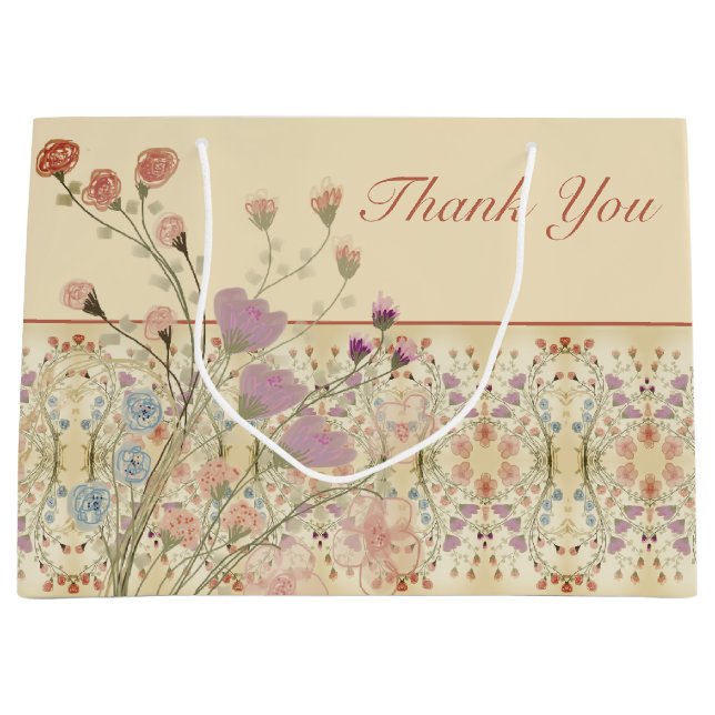 Bolsa De Regalo Grande Elegante con estampado floral (Anverso)